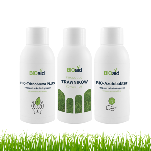 Zestaw produktów do trawnika: BIO-Trichoderma PLUS, Koktajl do trawników, BIO-Azotobakter