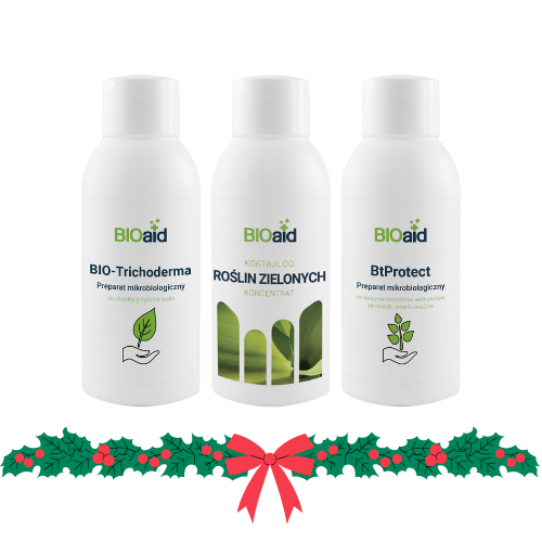 Zestaw produktów do roślin zielonych: Koktajl do roślin zielonych, BtProtect, BIO-Trichoderma