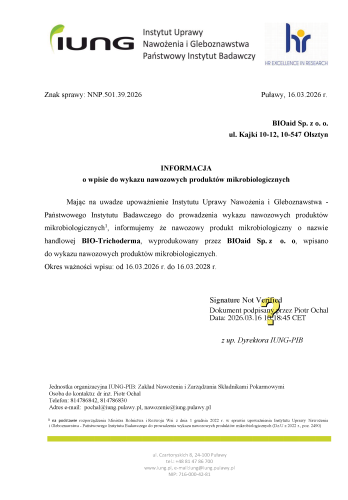 Nawozowy produkt mikrobiologiczny IUNG