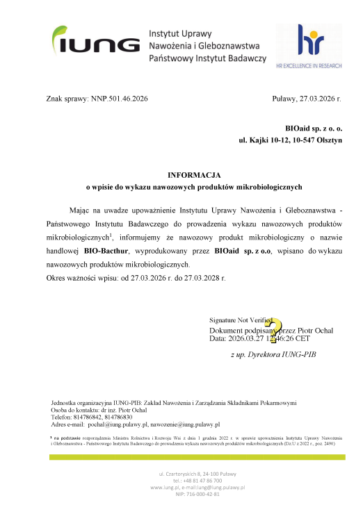 IUNG - BIO-Bacthur nawozowy produkt mikrobiologiczny